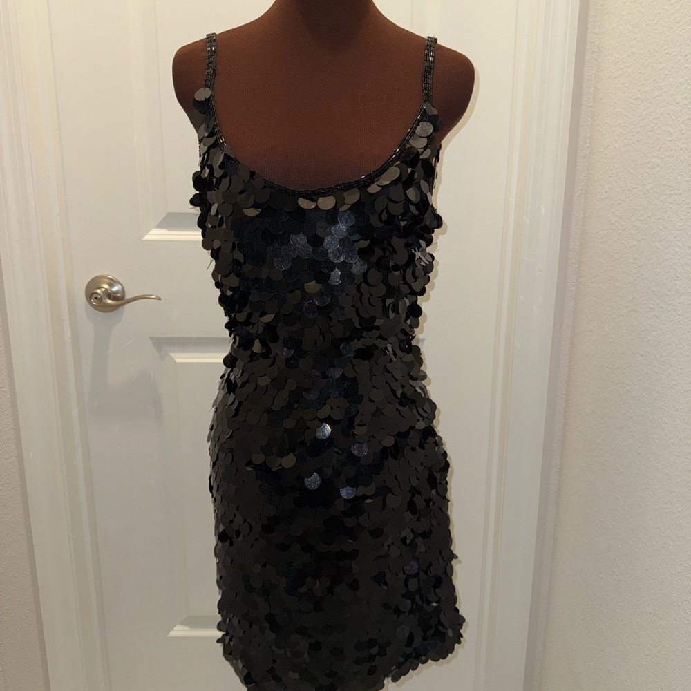 Elegant Black Sequin Mini Dress